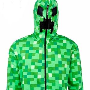 Minecraft Creeper Zip-up Hoodie Green